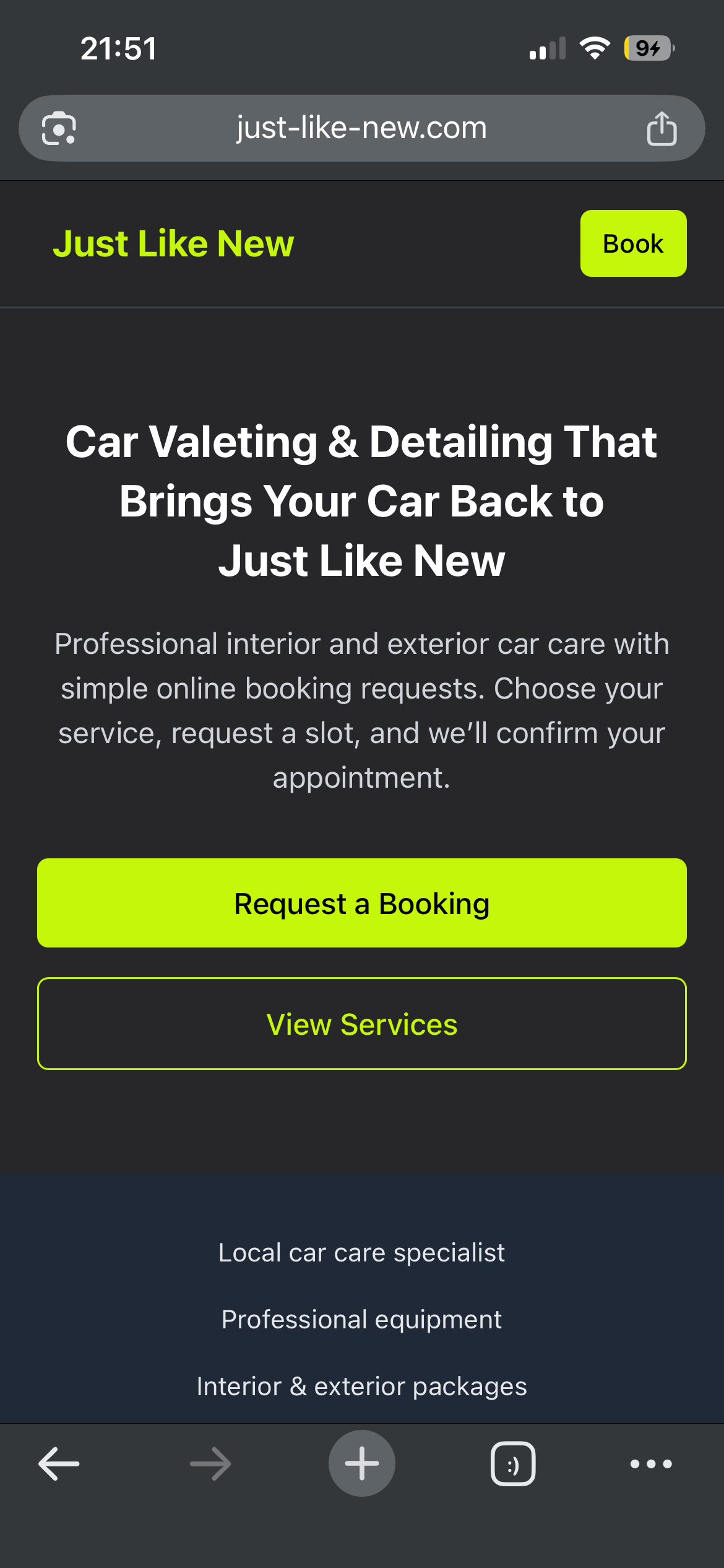 Just Like New Public website screenshot